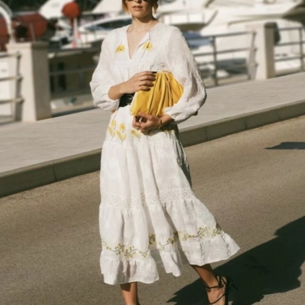 Zara tiered maxi dress w/ floral embroidery. NWT Host picked !! - Picture 2 of 10